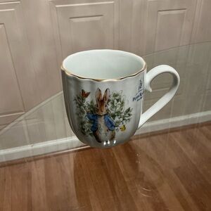 Brand New Peter Rabbit China Cup By Beatrix Potter Mint  Gold Rim